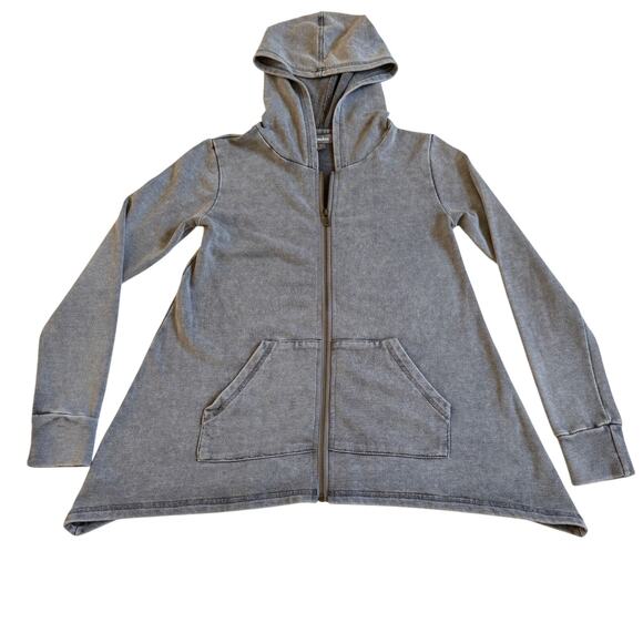 Neiman Marcus Zip Front Hoodie Gray Washed Size XS Luxury Brand Long Sleeve EUC - Picture 1 of 9